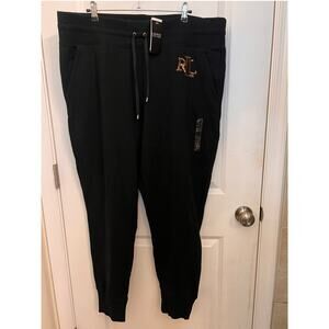 Lauren Ralph Lauren Women’s Black Joggers Beaded Logo Sweatpants XXL Preppy NWT